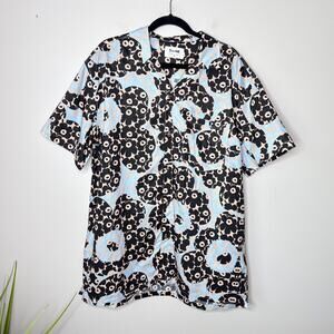 NEW Boozelele Men's Funky Flower Print 100% Cotton Cuban Collar‎ Shirt  Size XL